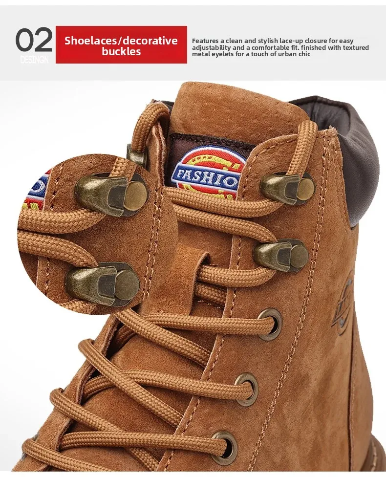 Echtes Leder Herrenstiefel Outdoor Freizeitschuhe für Männer Plateaustiefel Knöchelstiefel Hochwertige Herrenschuhe Männliche Motorradschuhe – Detail 7