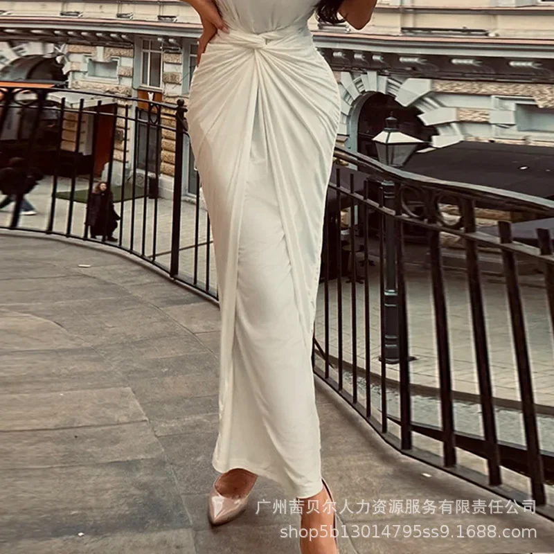 Robe moulante à bretelles pour femme, blanc, mode, nouveau, 2023