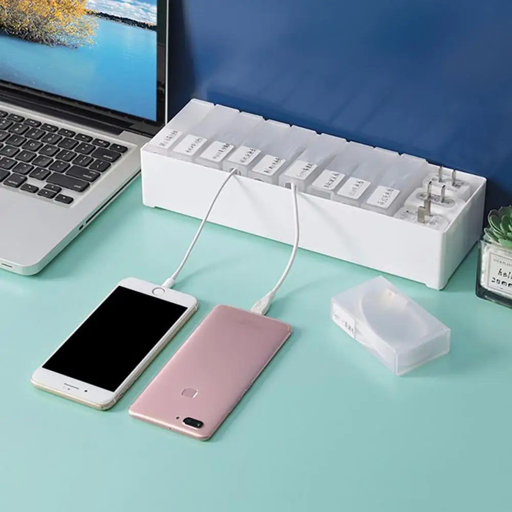 Caja de almacenamiento de cables de alimentación duros, organizador de cables de carga liviano, a prueba de polvo, accesorios para el hogar