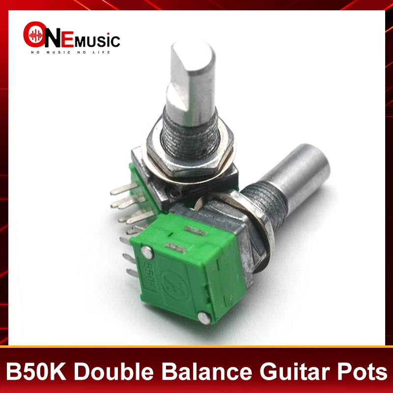 8Pcs B50K Double Balance Stacked Guitar Pots Half Shaft Volume Pot Long Shaft 20mm with Midpoint Guitar Parts