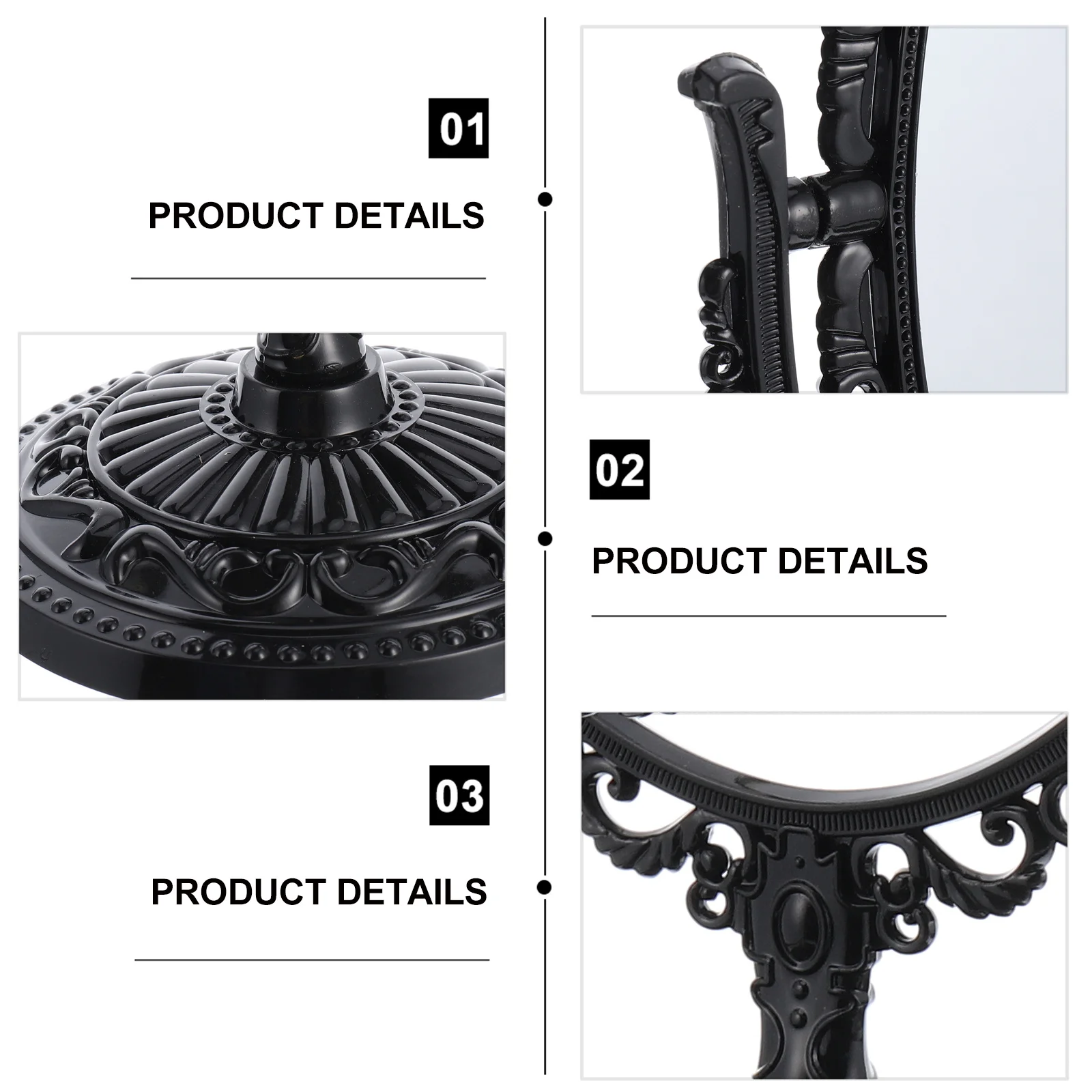 กระจกแต่งหน้าวินเทจสองด้าน กระจกตั้งโต๊ะแบบหมุนได้สำหรับห้องน้ำ ห้องนอน ตกแต่งโต๊ะเครื่องแป้ง