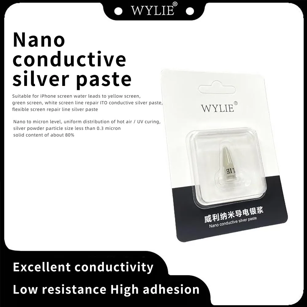 WYLIE-pasta de plata Nano conductora para pantalla de teléfono móvil, circuitos amarillos, verdes y blancos, herramientas de reparación dañadas con increspa de agua