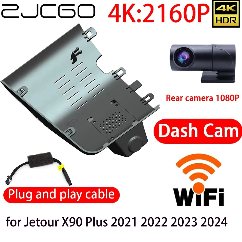 ZJCGO 4K DVR Dash Cam Wifi Front Rear Camera 24h Monitor for Jetour X90 Plus 2021 2022 2023 2024