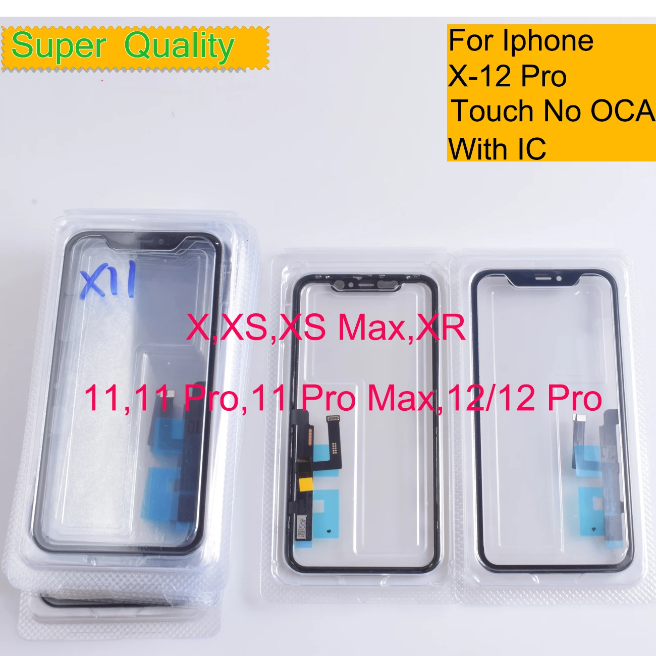 10Pcs/Lot For Iphone 13 Pro Max X XR XS Max Touch Screen Digitizer Panel Sensor Front Glass Lens For iphone 12 Pro LCD Glass