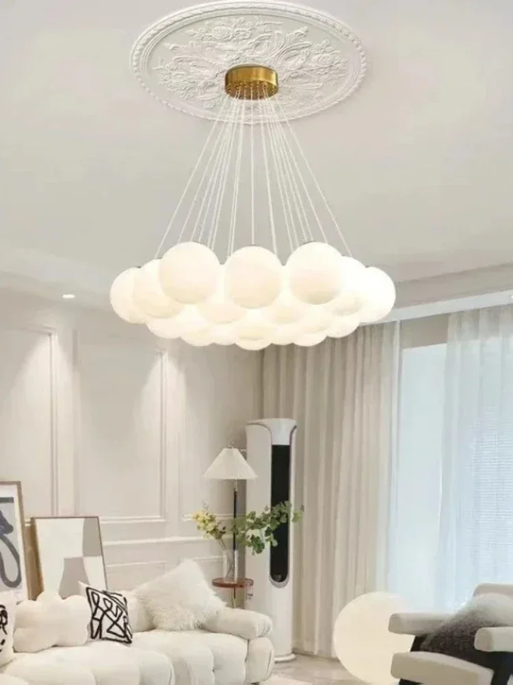 Moderne LED-kroonluchters Melkwit Glazen Bol Hanglampen Woonkamer Keuken Restaurant Hotel Glans E27 Home Verlichting Decor - afbeelding 2