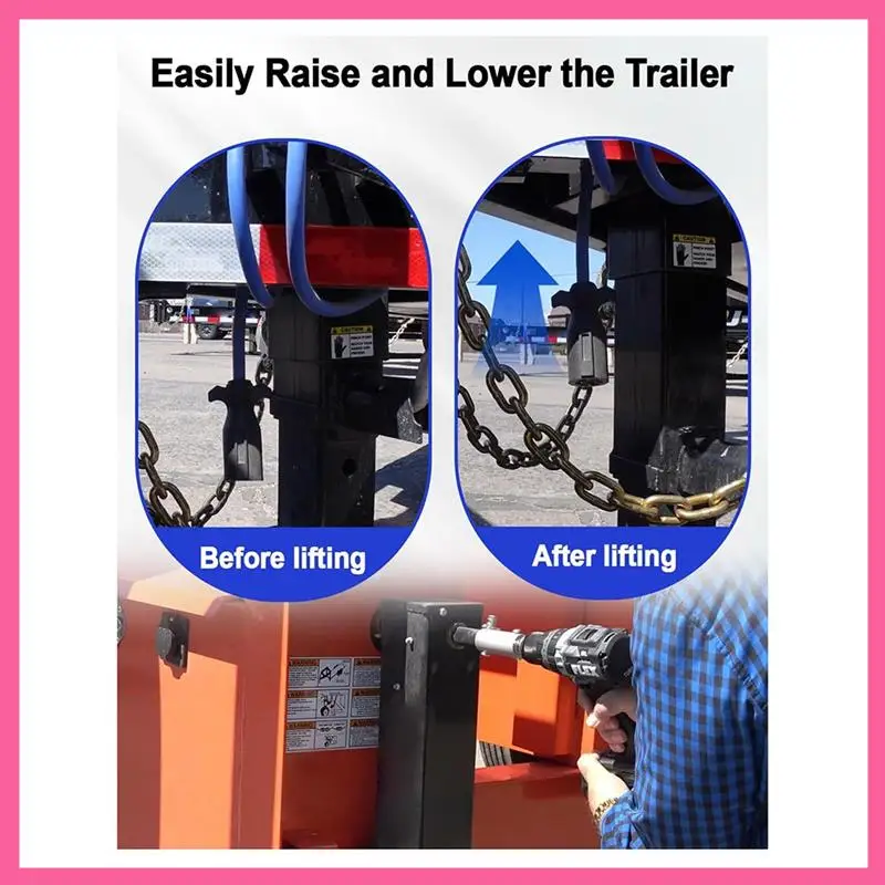 HOT-Stainless Steel Trailer Jack Electric Drill Adapter With 2Pc 1/2Inch Socket Adapter Bit Compatible With Jack Drive Shaft