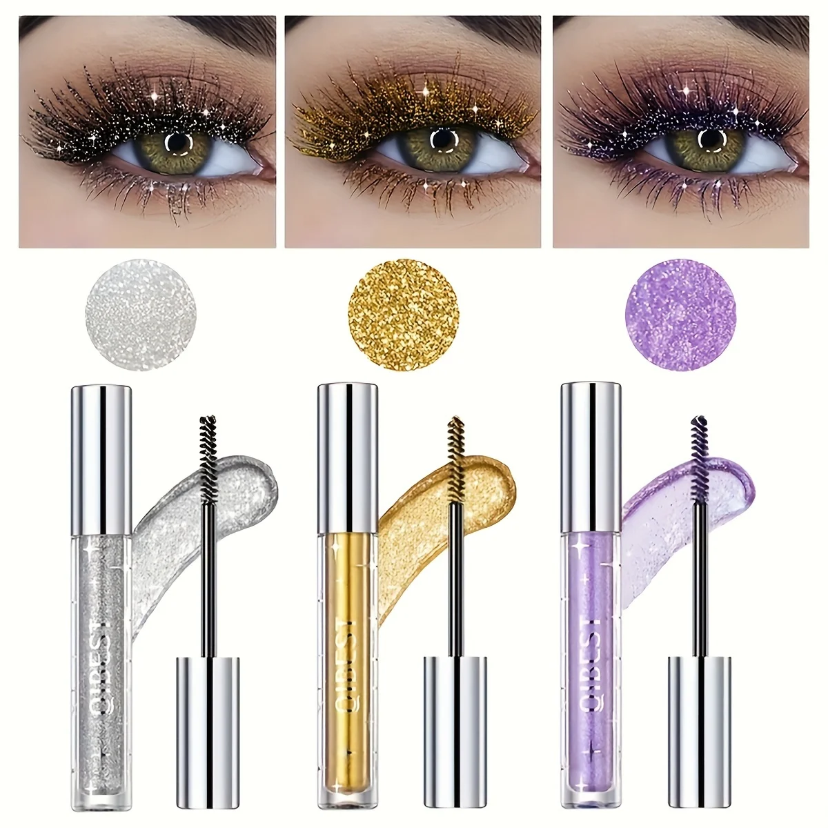 Sparkling Shimmer Mascara With Glitter Snowflake Finish, Waterproof And Smudge-proof Eye Makeup Mascara