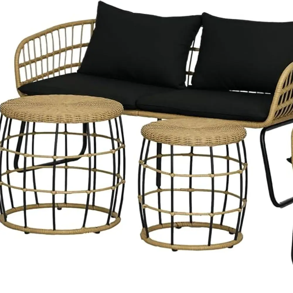 

PE Rattan Outdoor Furniture Set with Cushioned Chairs & Loveseat Sofa, Patio Sectional Furniture Set, Conversation Sofa Set with