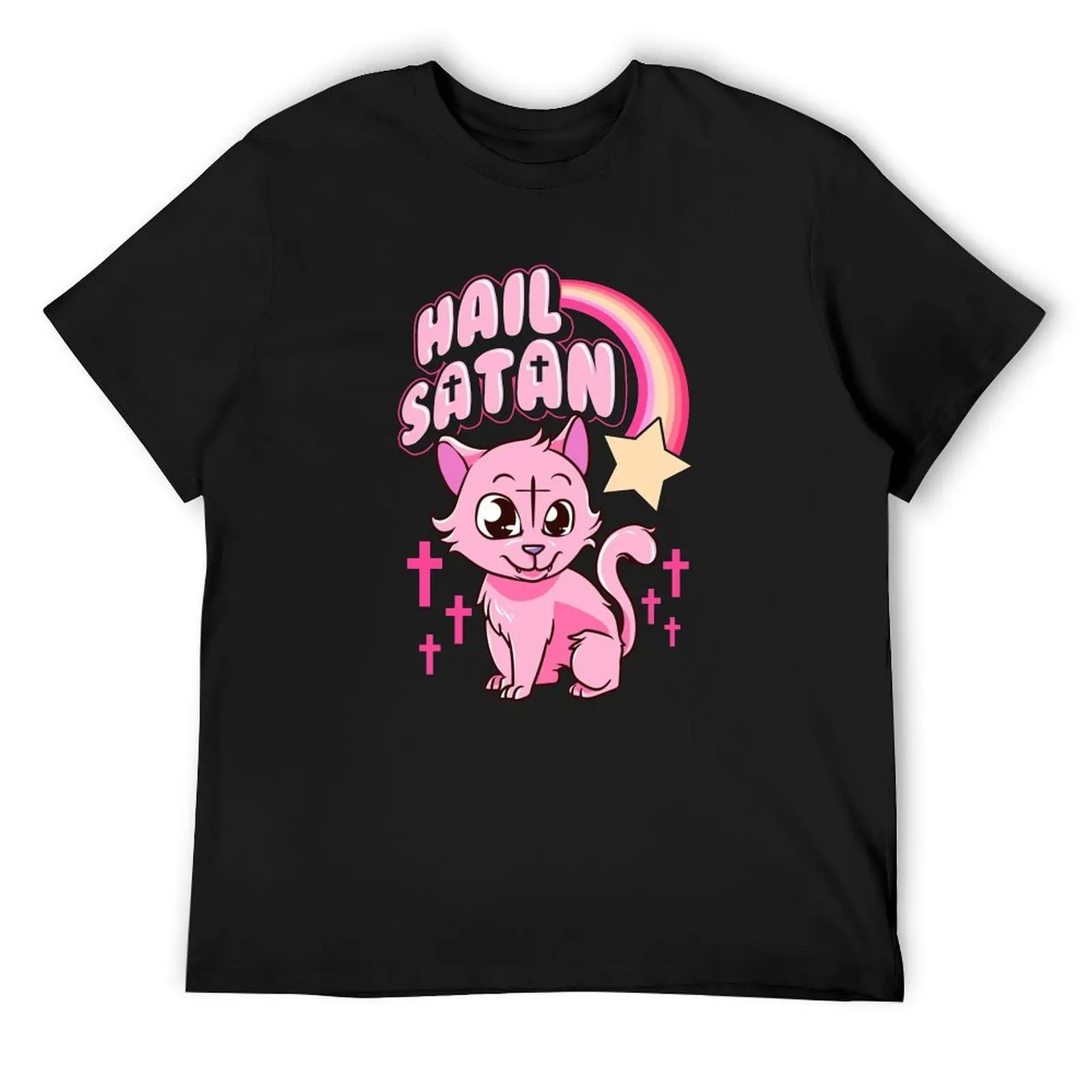 

Hail Satan Cat Cute Rainbow Kitty Heavy Metal Pun T-Shirt kawaii clothes cute clothes oversized t shirts for men