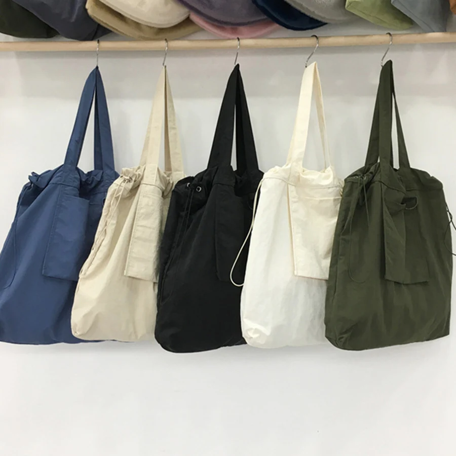 Casual solid handbags Lightweight leisure large capacity nylon cloth commuter totes can store shopping bags single-shoulder tote