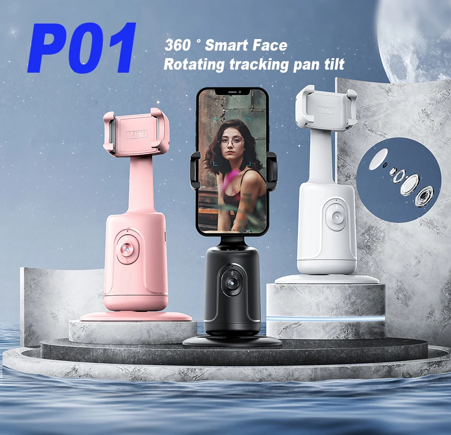 

GAZ-P01 Portable smart selfie stick stand 360 rotation AI auto face Tracking Camera Gimbal Stabilizer Stand