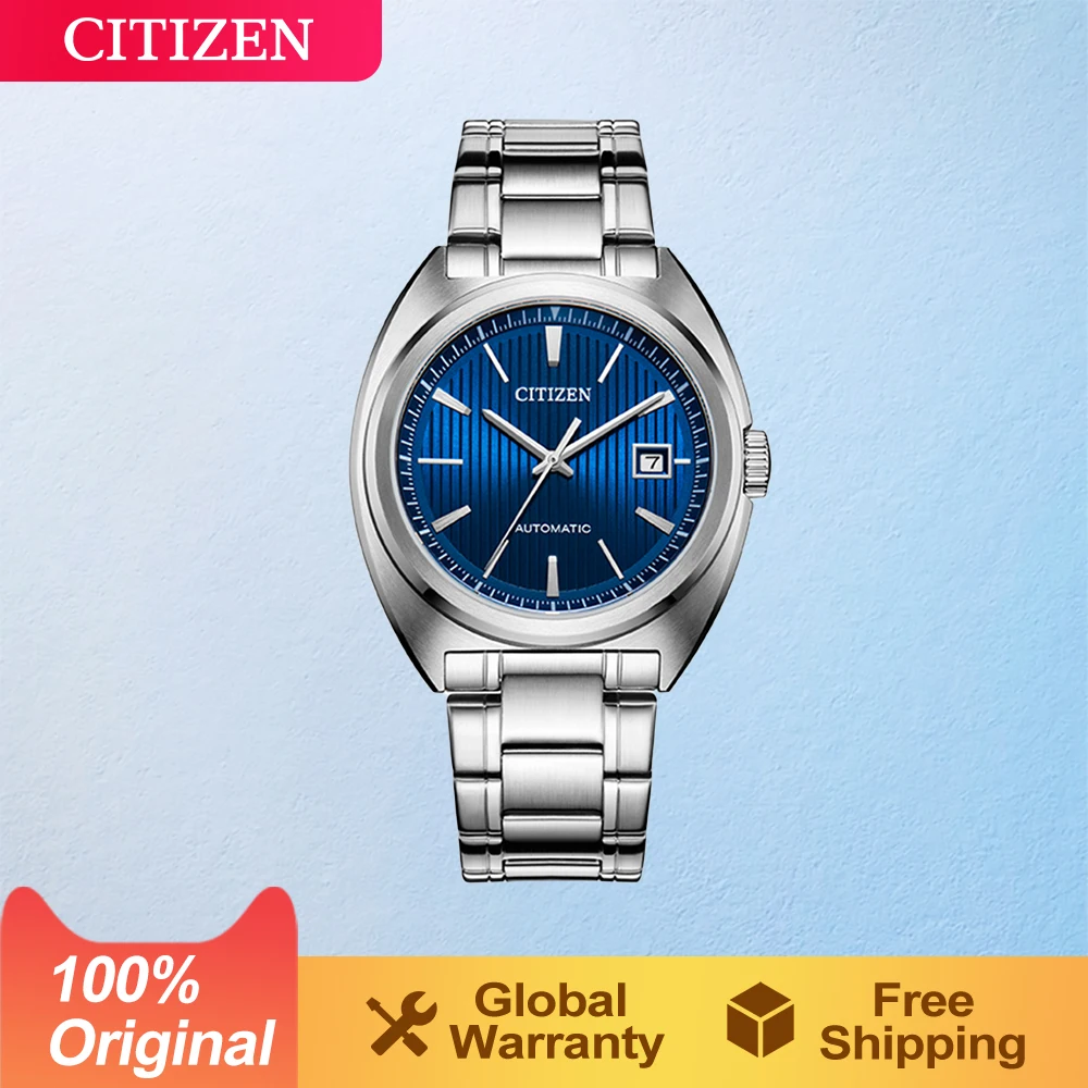 CITIZEN Original Automatic Mechanical Watch Men Japan Dark Green Blue Dial Metal Strap Casual Business Calendar  Watches For Men