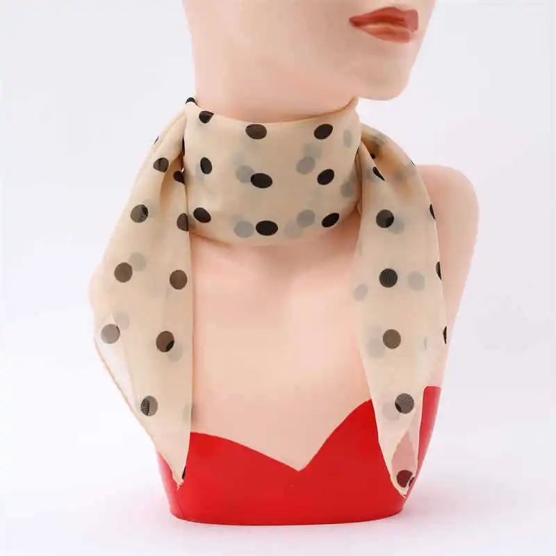Summer Big Round Dot Small Silk Scarf Square Scarf Female Letter Silk Scarf Dance Scarf Korean Version Auntie Small Square Scarf