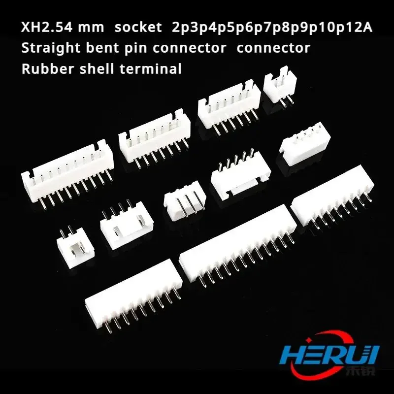 Wire connector XH2.54 mm socket 2p3p4p5p6p7p8p9p10p12A Straight bent pin connector connector Rubber terminal