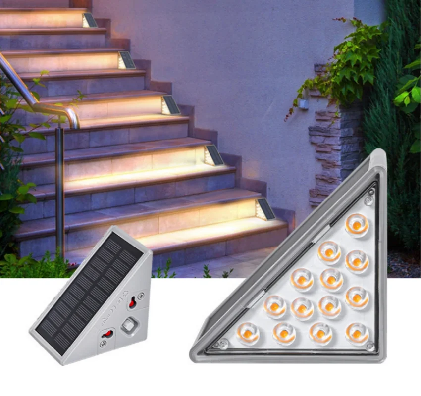 

1pcs Outdoor solar staircase light triangular staircase light waterproof anti-theft brightness garden trail Decorative light