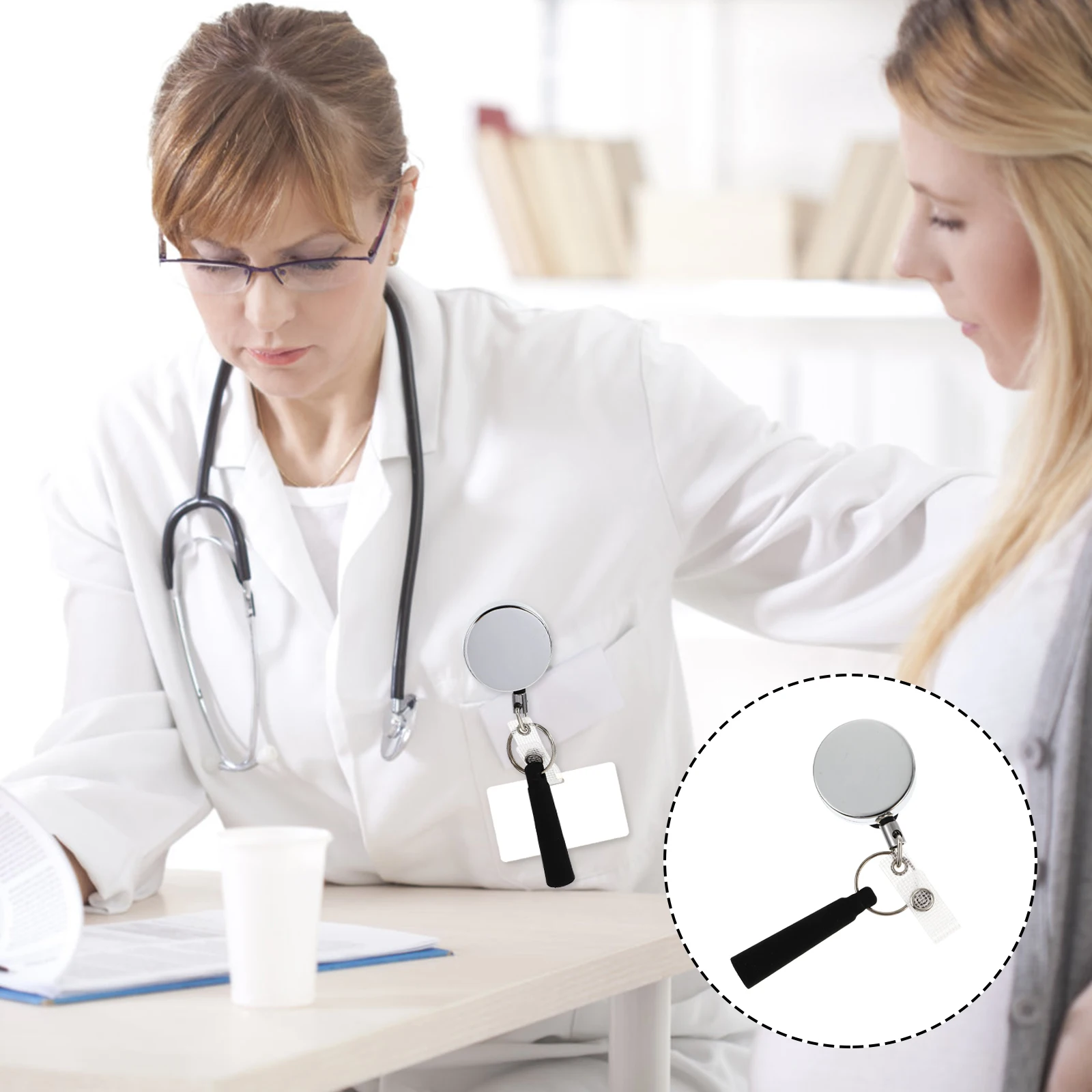 

1pc Silicone Keychain Badge Holder Clip For Id Cards Portable Name Tag Buckle Stretchable Belt Loop Hook Accessory