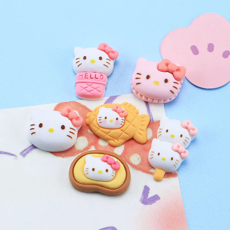 10 Uds. Sanrio Snapper Hello Kitty accesorios hechos a mano DIY agujero hebilla de zapato accesorios decoración clip para el cabello accesorios de resina
