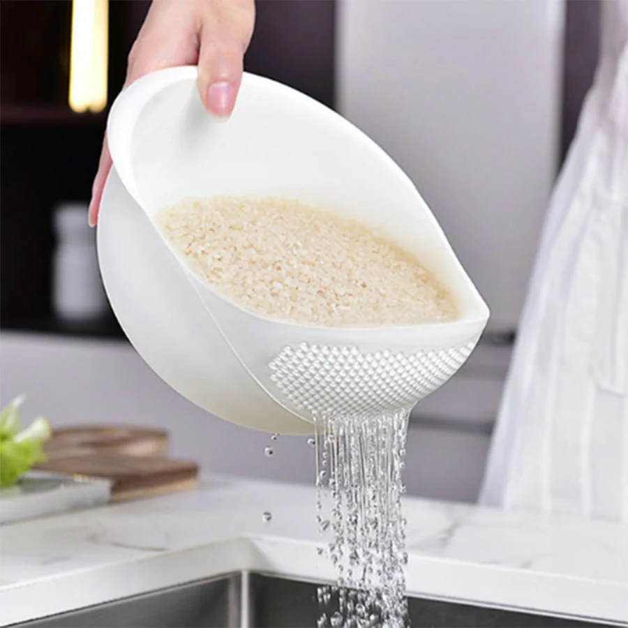 1PC-Silicone Colander Rice Bowl Drain Basket Fruit Bowl Washing Drain Basket with Handle Washing Basket Home Kitchen Organizer