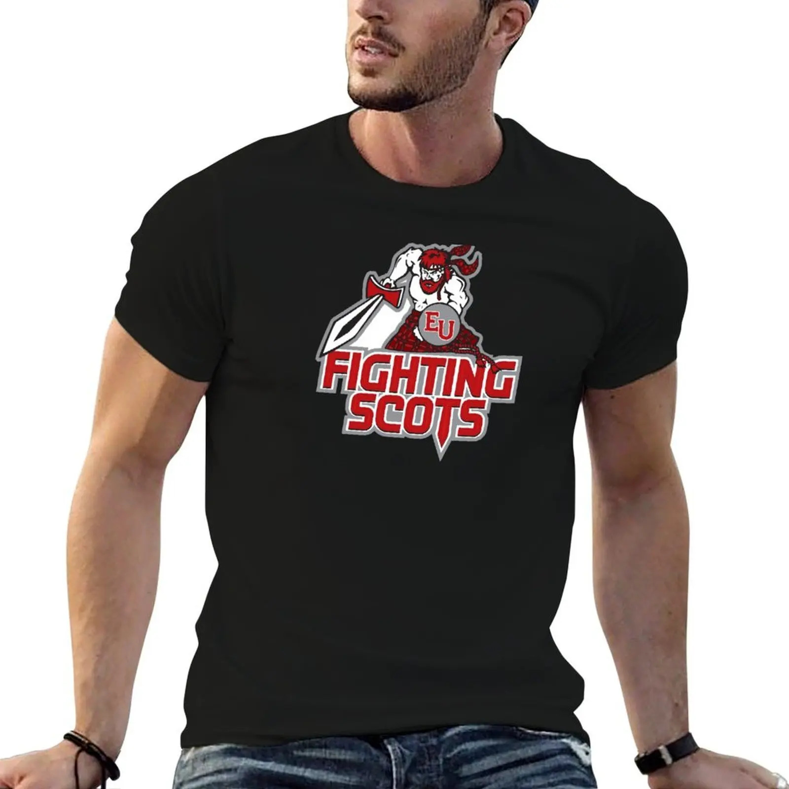 new Edinboro-Fighting Scots T-Shirt blue lock topping t shirt men 100℅ cotton
