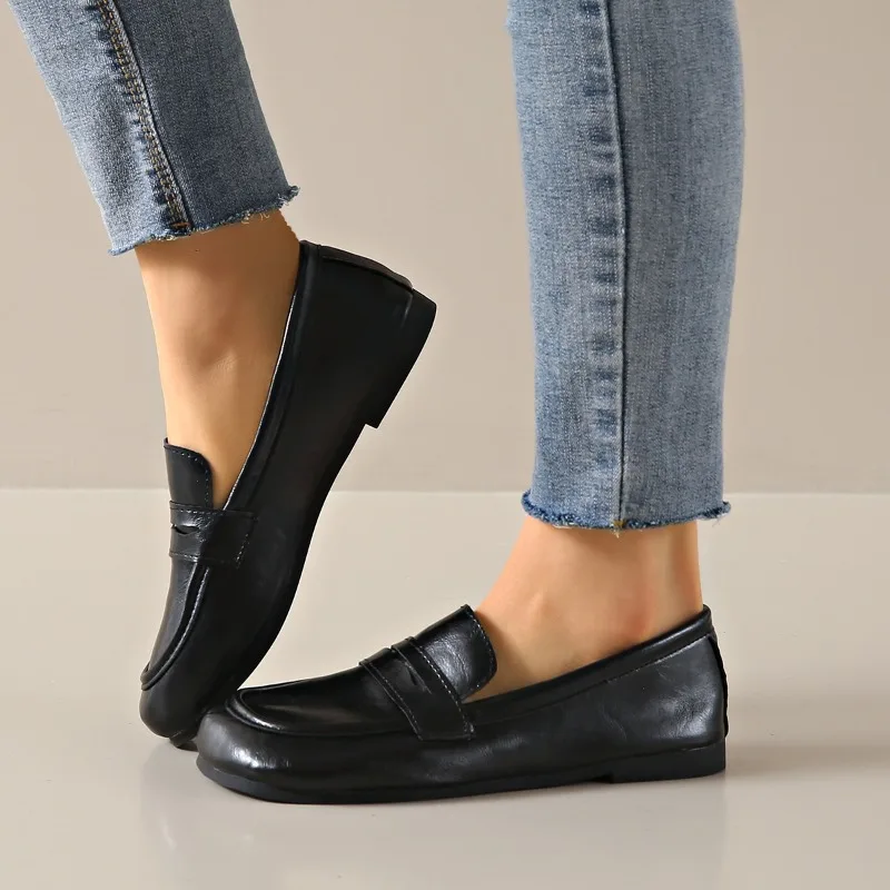 2025 novos sapatos baixos femininos de primavera, mocassins com sola macia, chinelos, sapatos casuais, sapatos de trabalho de escritório de designer
