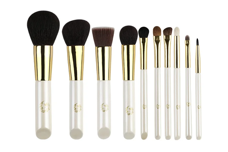 Juego de brochas de maquillaje, 10 piezas de base, brocha de maquillaje en polvo, colorete, corrector, sombra de ojos, brocha de maquillaje para cejas