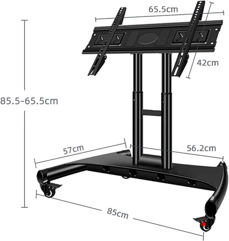 Economical Movable Cold-Rolled Steel Plate TV Cart with Wheels Fit for 32''-70' TV Screen Used in Office and Home