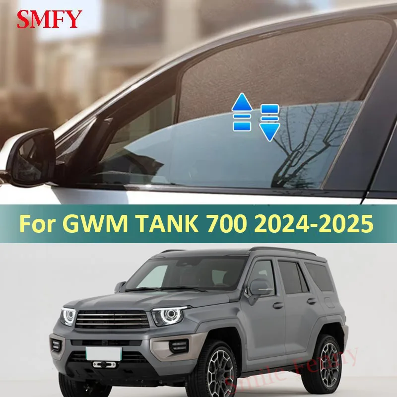 

For GWM TANK 700 2024-2025 Car Sunshade Side Window Sun Visor Heat Insulation Mesh Curtains UV Protection Cover