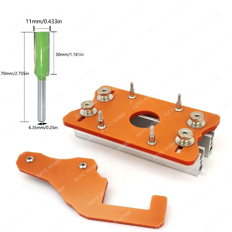 Para máquina cortadora de 65mm 2 en 1, soporte ranurado, sujetadores invisibles, localizador de punzones de Panel de armario, aluminio con escala