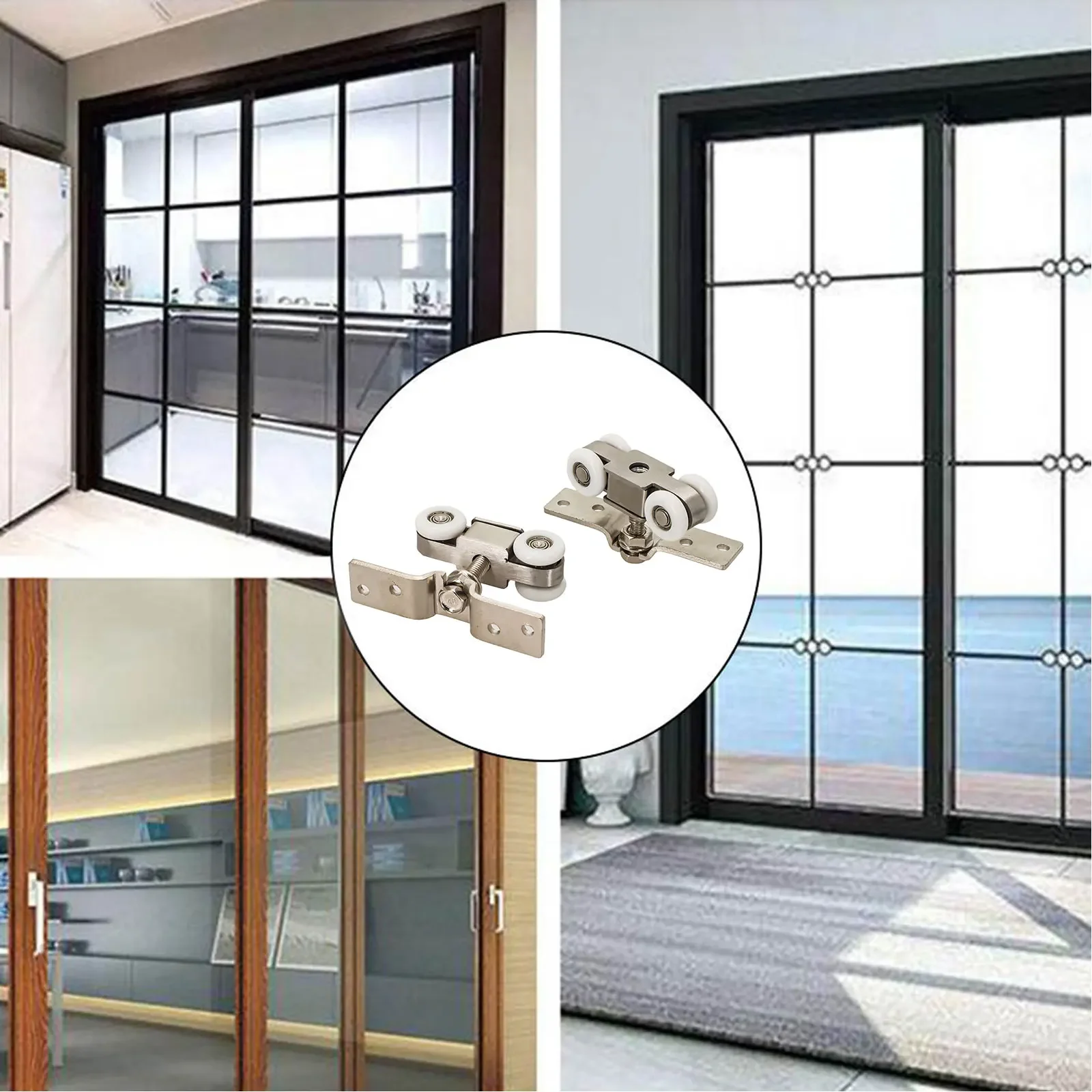 Practical Druable Brand New High Quality Door Track Door Guide 1 Pair Stainless Steel Glass Door Hanging Rail Mute