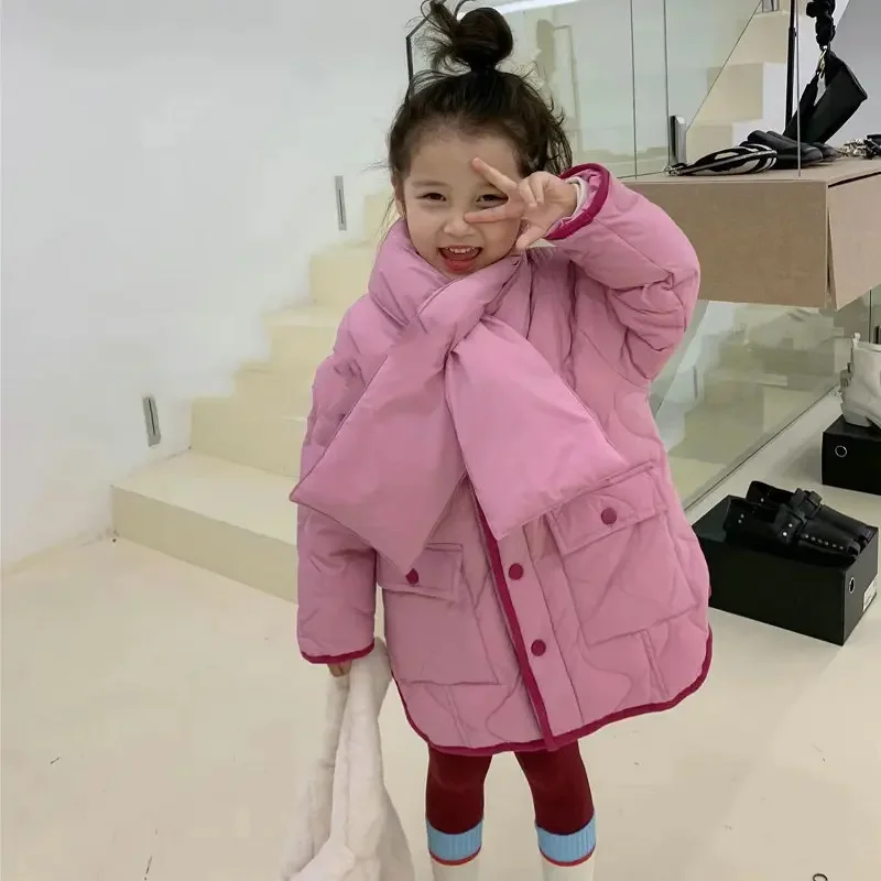 Girls Outerwear 2024 Thick Coat Cotton Jacket Winter Clothing New Childrens Clothing Clothes for Girls Loose Fashion