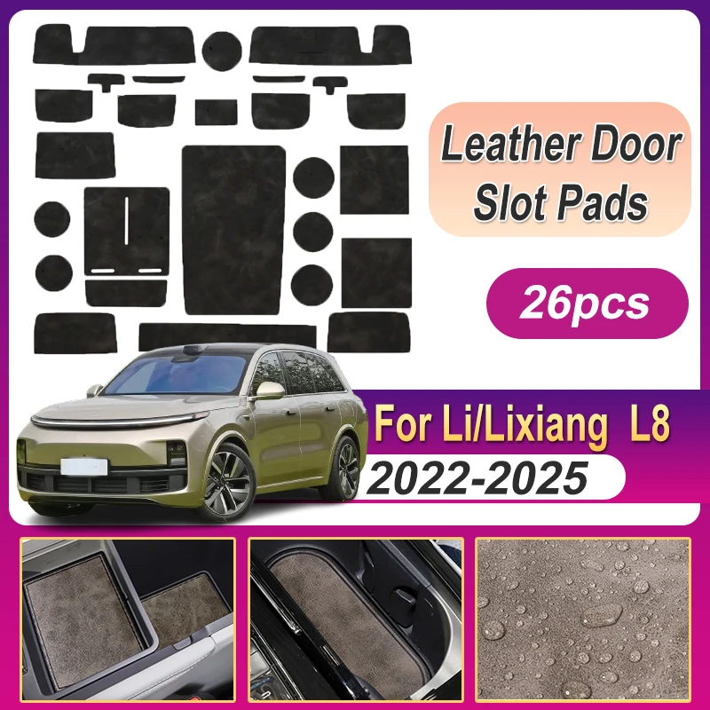 

Leather Anti-Slip Cup Mat For Li Lixiang L8 2022 2023 2024 2025 Gate Slot Pad Door Protection Pad Mat Interior Car Accessories
