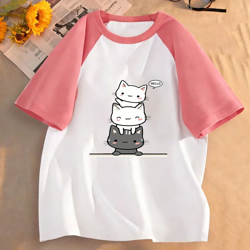 Happy Cat Funny Short Sleeve T Shirts Manga Kids Children's T-shirt Boys Girls Summer Spring Casual Top Tee Shirt