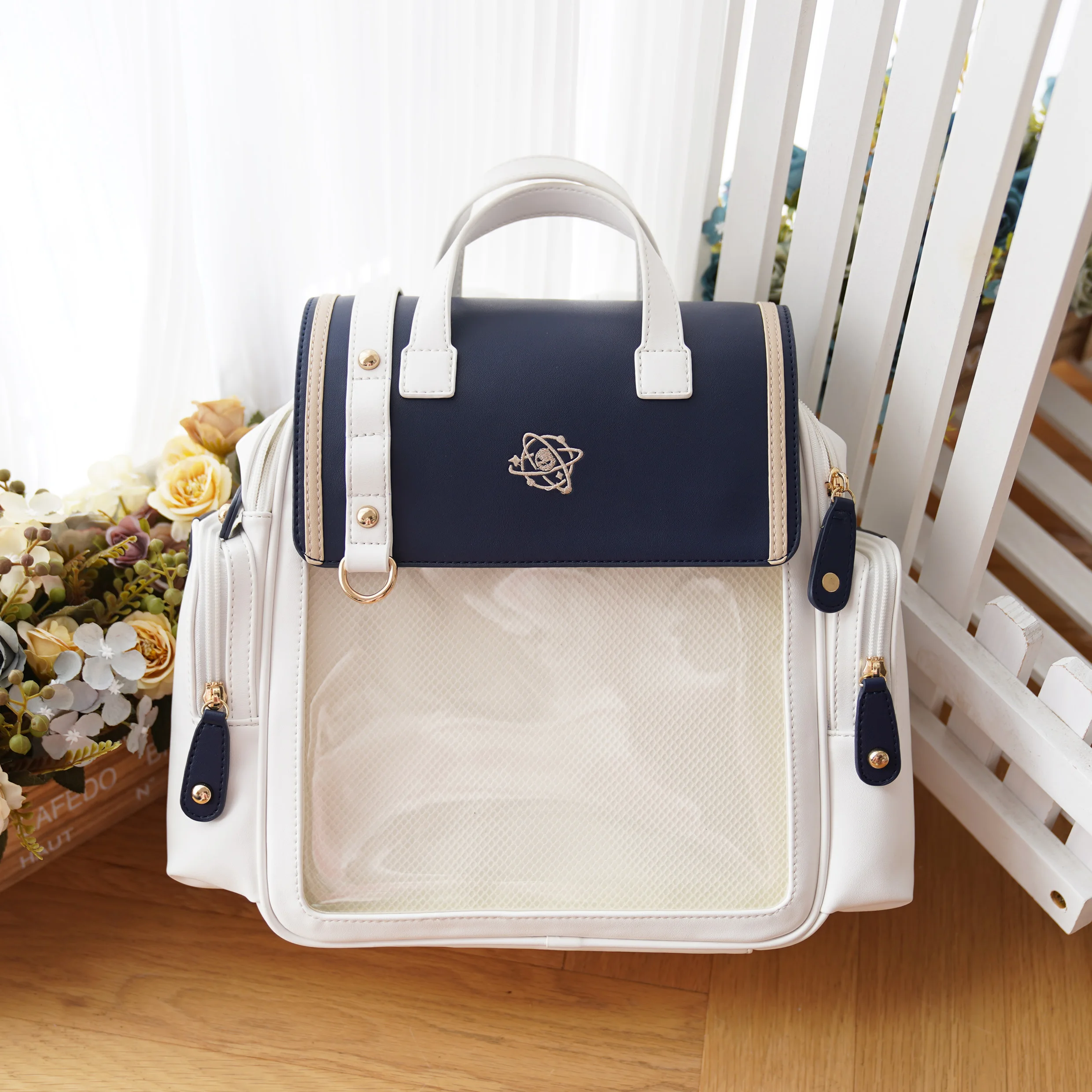 Y2K Cute Vintage Aesthetic Ita Backpack Women Large Capacity PU Student Rucksack JK Girl Transparent Bag Fashion Preppy Knapsack