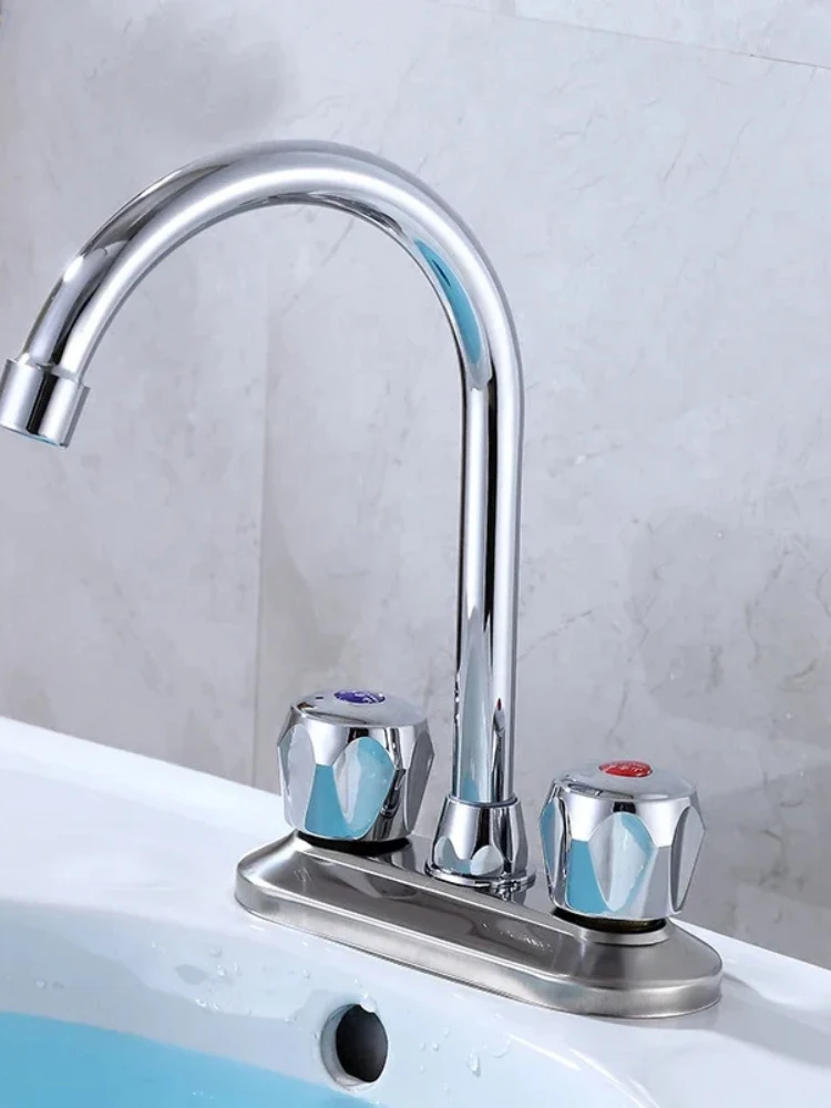 Bathroom Basin  Control Faucet  Handle  Hole Hot and Cold Faucet Double Switch Sink Faucet