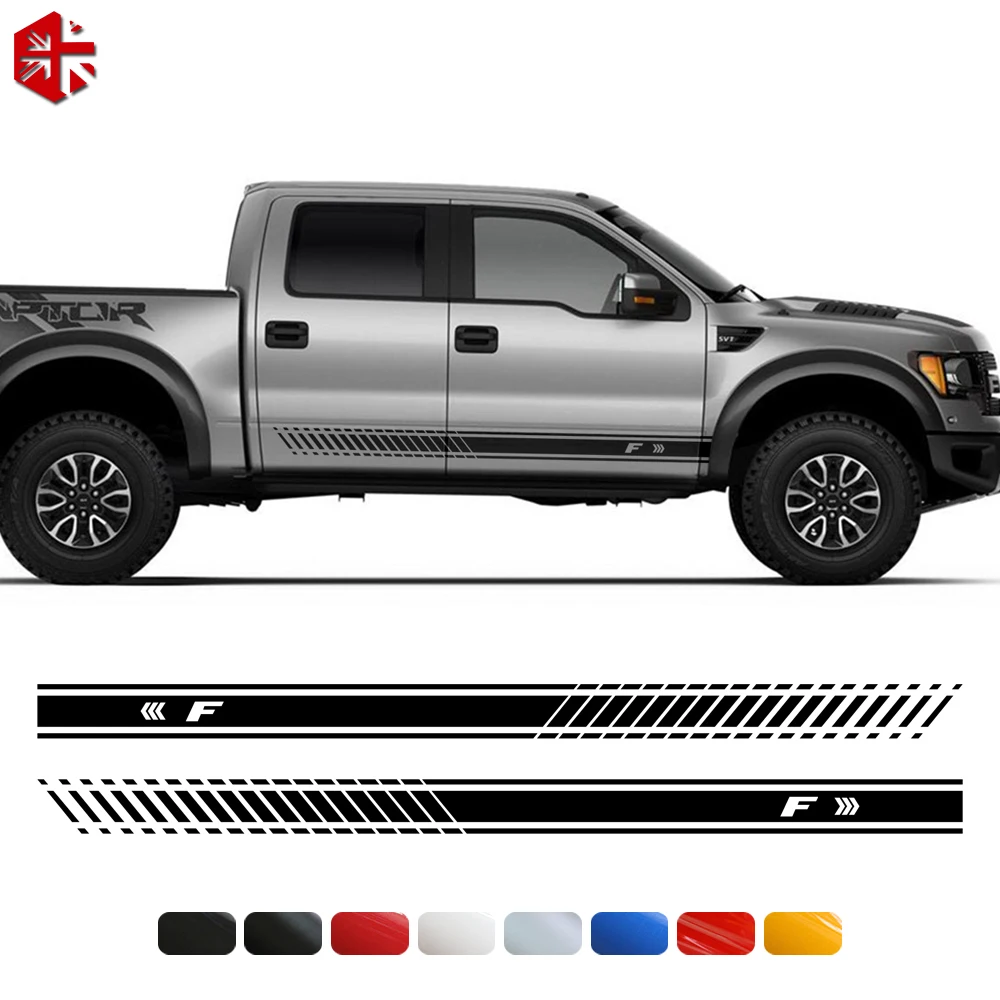 Calcomanías gráficas de Panel basculante para coche Ford Serie F F150, accesorios de carreras, 2 piezas, falda lateral de puerta, F150, F-150, 2015-2022