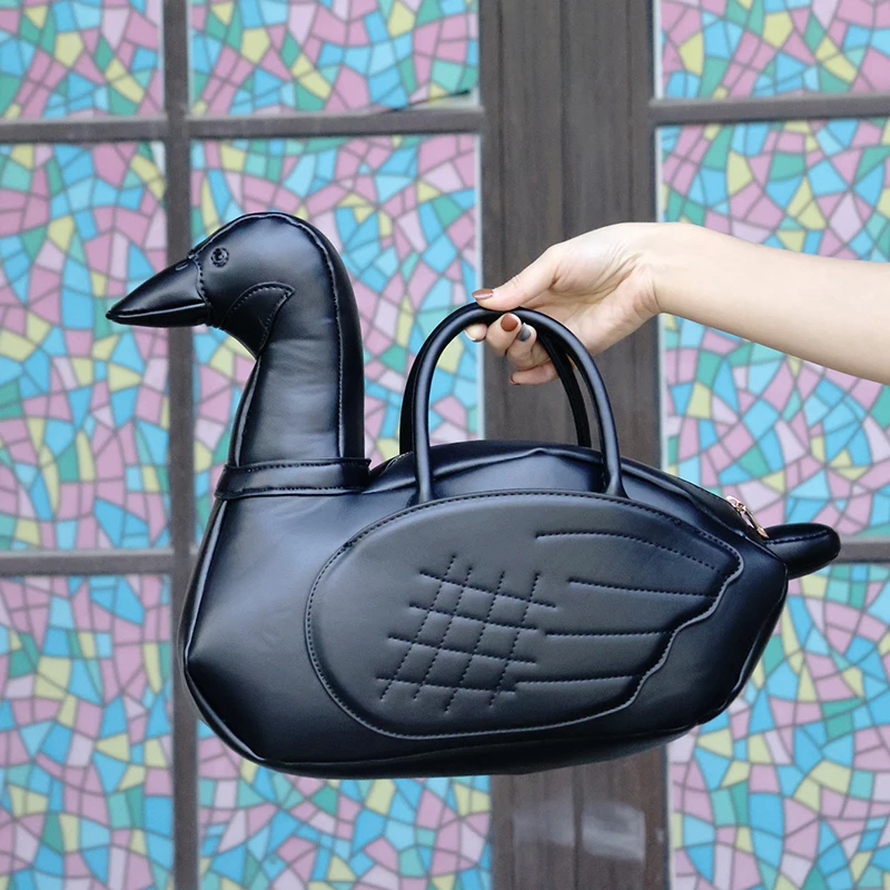 

Personalized creative swan shaped handbag, adult animal shaped crossbody bag, checkered solid color PU armpit bag