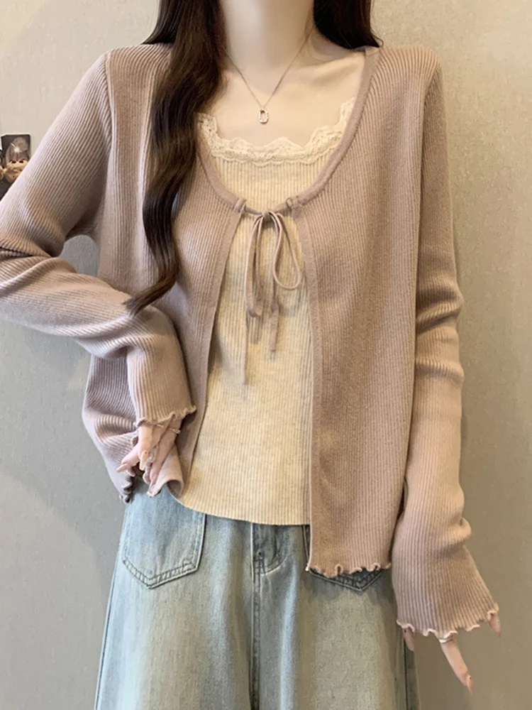 

Women's Knitted Cardigan Soft Loose Fit Long Sve round Ne Design Sense Gentle Large Size Top Autumn Winter New Sle
