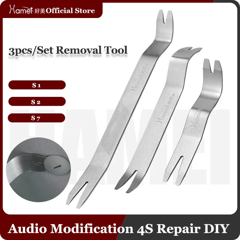 3pcs Car Audio Set Installation Stainless Steel Pry Bar Auto Door Clip Panel Trim Disassembly Bar Tools HM-398S