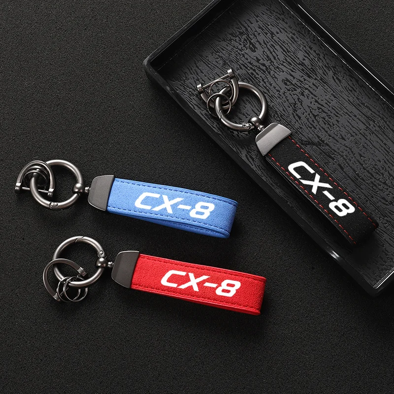 

New Decorations High Quality Suede Leather CX-8 Car Keychain with logo For Mazda CX-8 Car Accessories