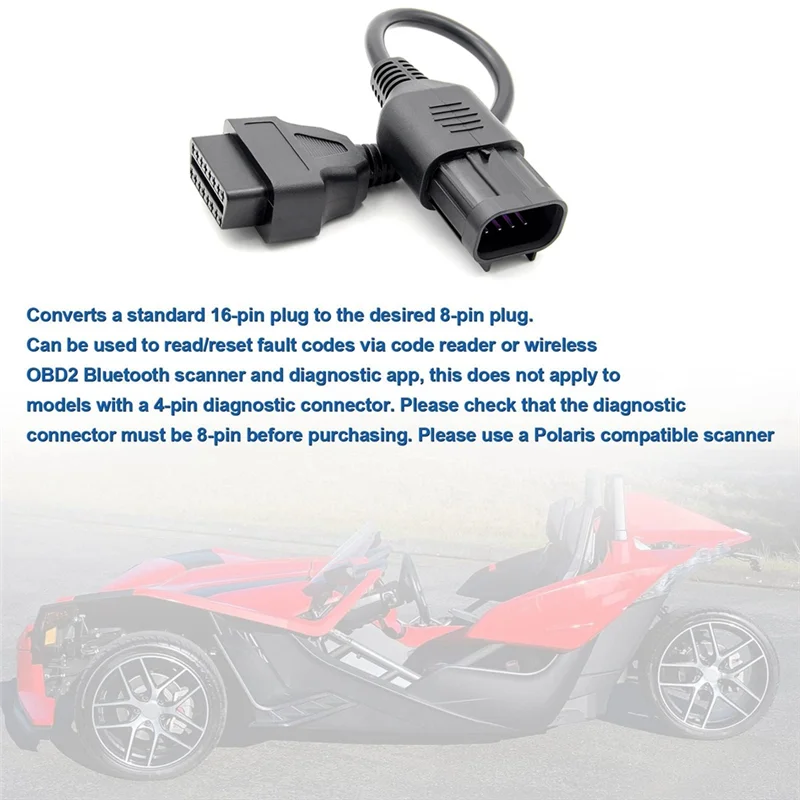 

8-контактный на 16-контактный кабель-адаптер OBD2 для Polaris RZR/Ranger/Egeneric/Sportman/ACE/Замена диагностического адаптера для рогатки