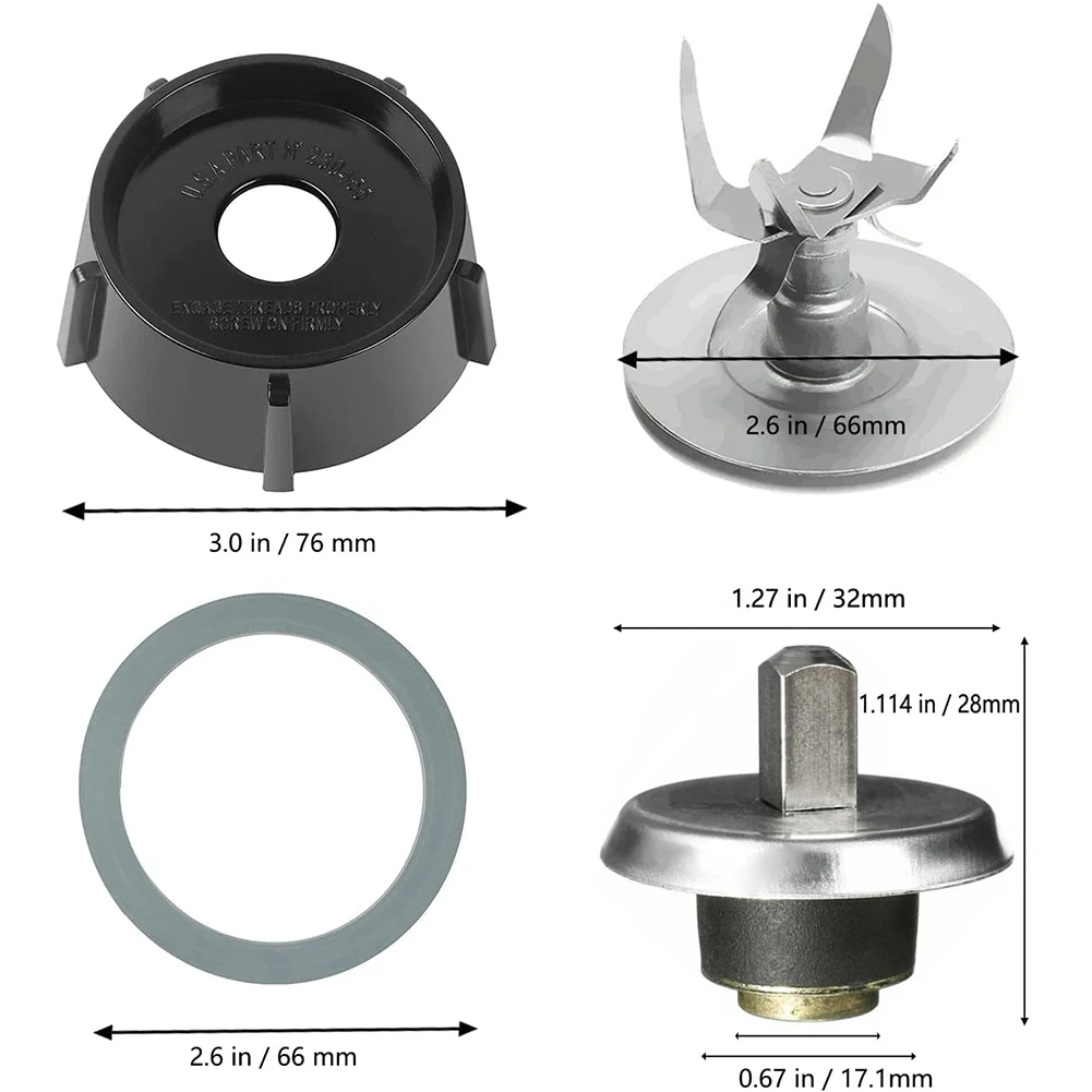 L62AReplacement Parts Blender Blade Compatible for Oster, 6 Point Fusion Blade Kit Blender Replacement Parts