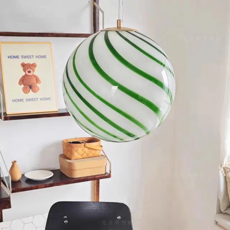 French Glass Candy Bedroom Pendant Lamp Cute Children's Room Lollipop Decor Balloon Restaurant Chandelier Home Lighting Fixtures