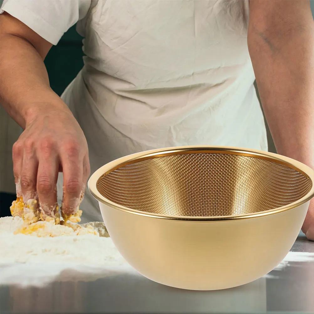 

1 set Stainless Steel Colander Set Vegetable Fruit Basin Drain Basket Kitchen Strainer Mesh Sieve Rice Rinser Practical Gift