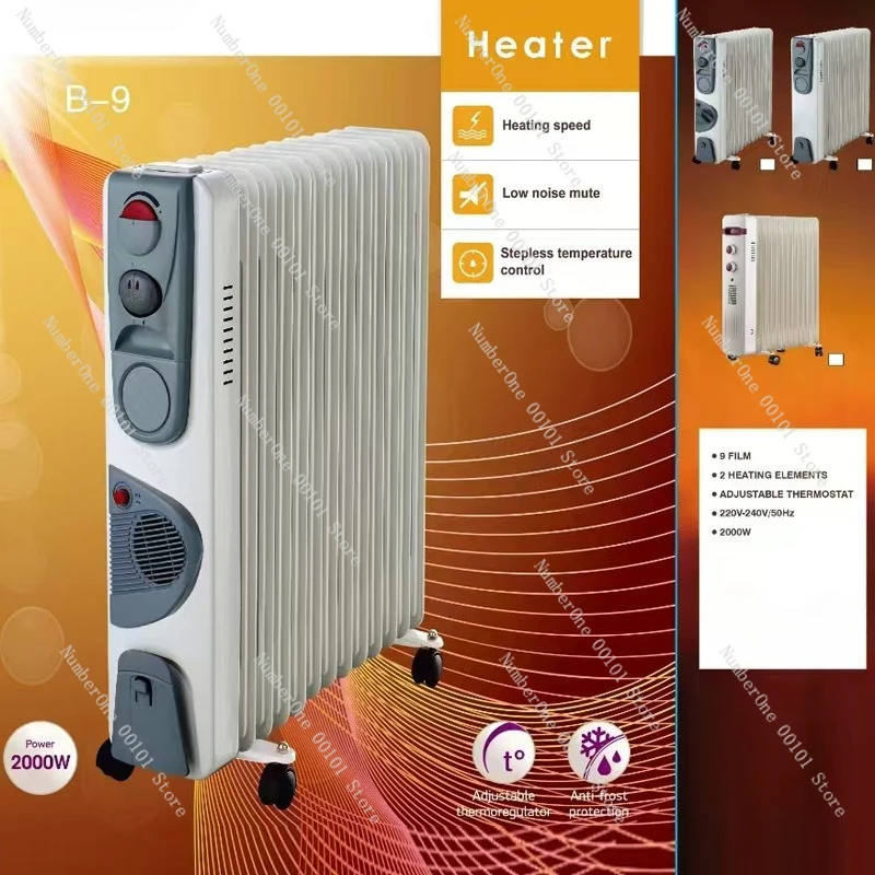 EU Standard 2500W Oil Filled Radiator Electric Heater Household Energy-Saving Large Area Warm Air Blower Hot Air Machine