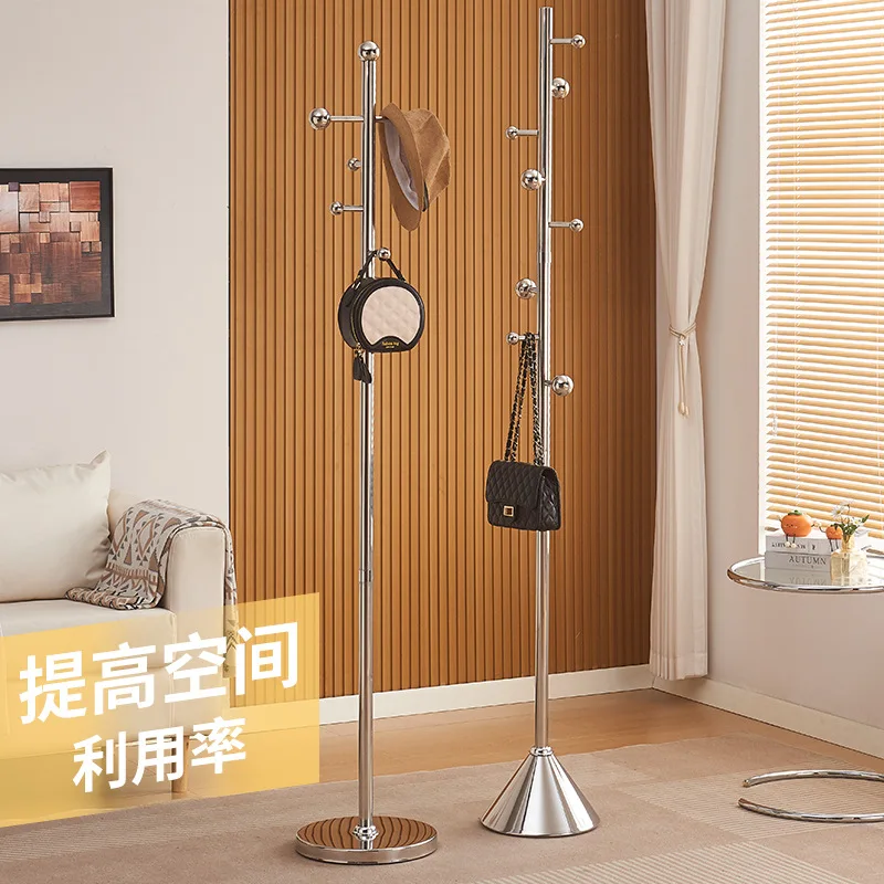 

Light household stainless steel floor coat rack vertical marble Internet celebrity bedroom hanging bag rack hanging hange