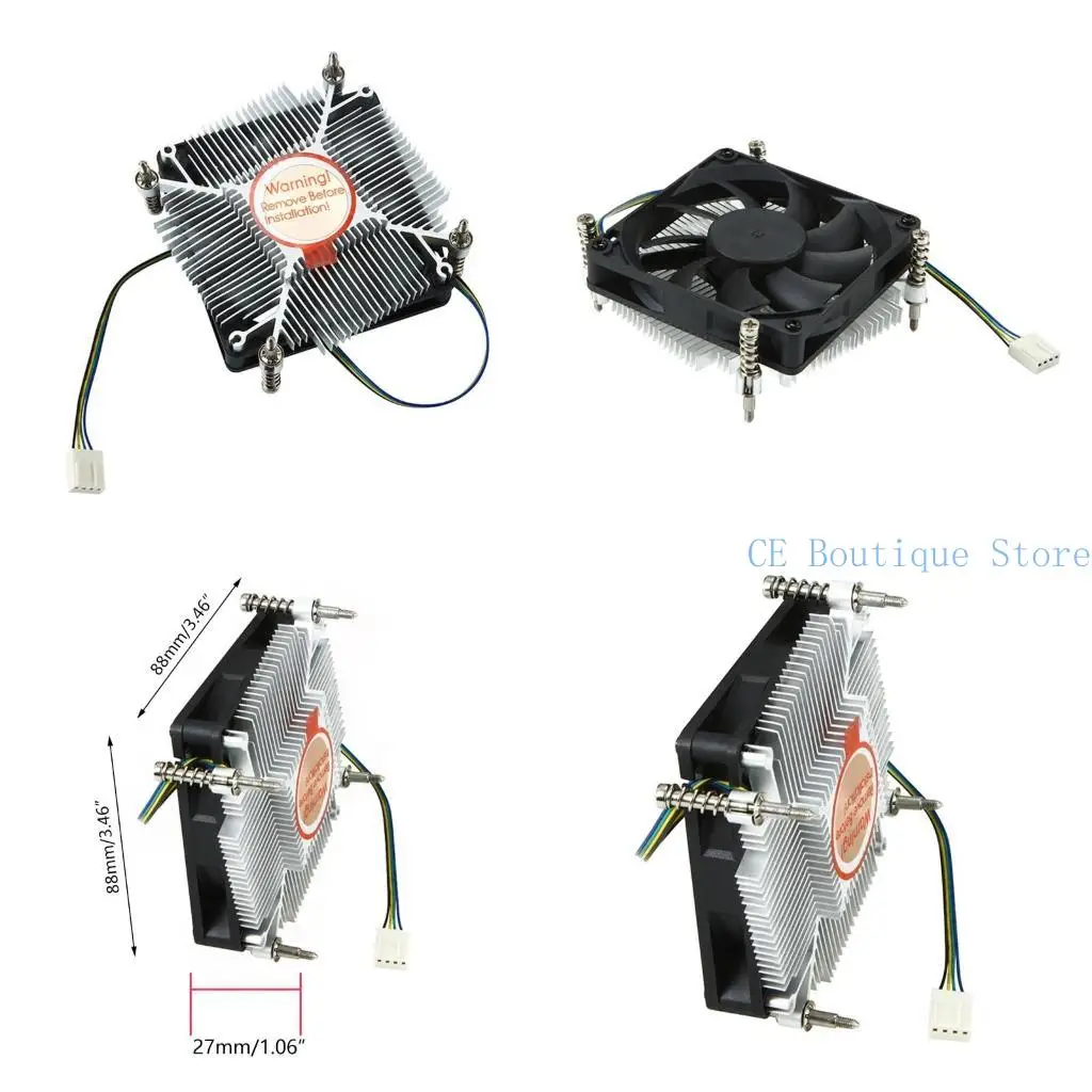

652F 27mm Height Thin CPU Cooler CPU Air Cooler 88mm PWM Fan Air Cooling for Intel