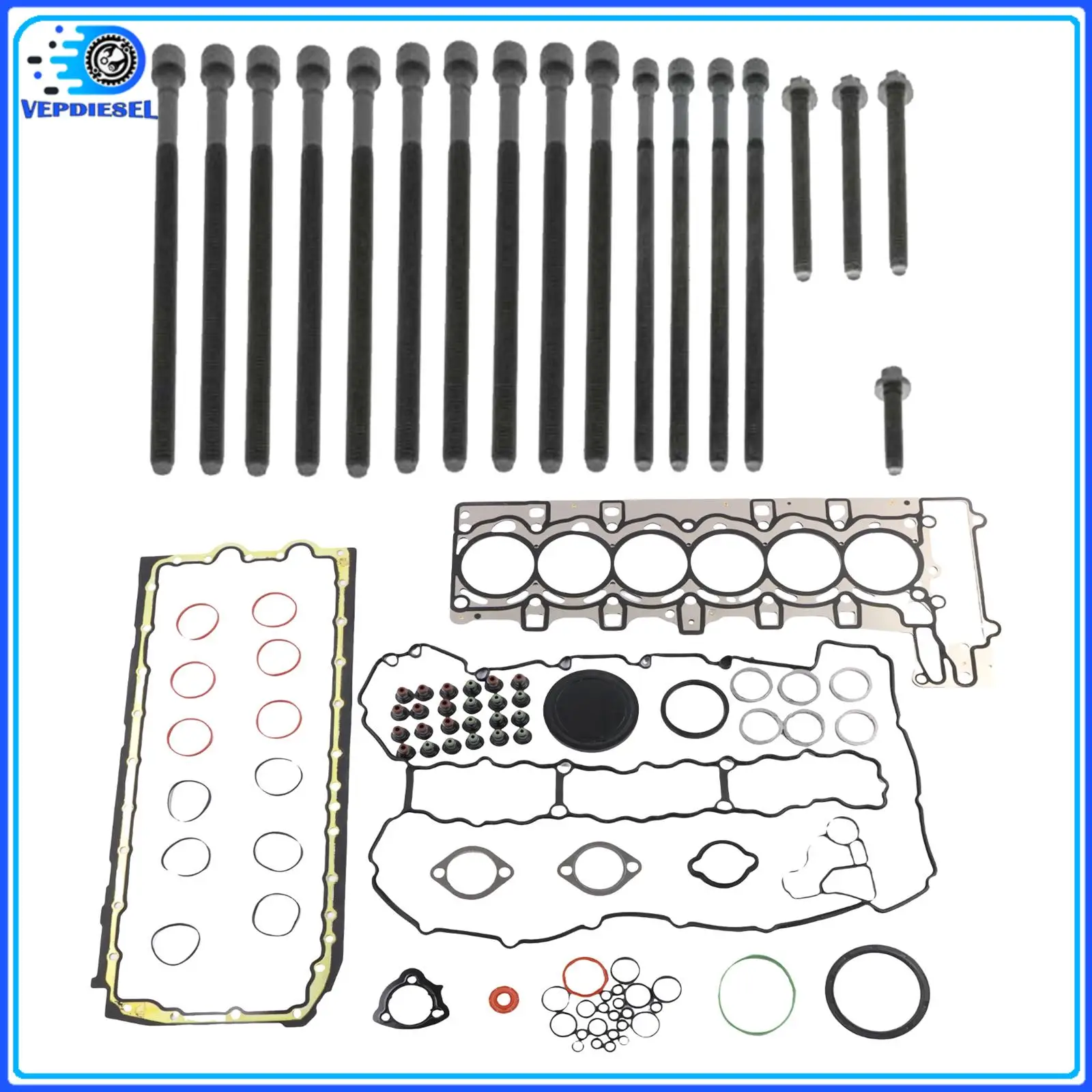 

1 комплект уплотнений для капитального ремонта двигателя и комплект болтов головки для BMW 135i 335i 528 530 X3 X4 X5 N51 N52 N54 N55 3.0 2.5L автозапчасти