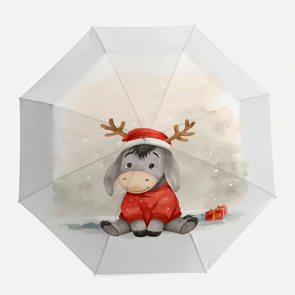 

Автоматический складной зонт Disney с принтом Винни-Пуха и Йори, с рождественским принтом оленя, ветрозащитный, водонепроницаемый, дорожный зонт для детей