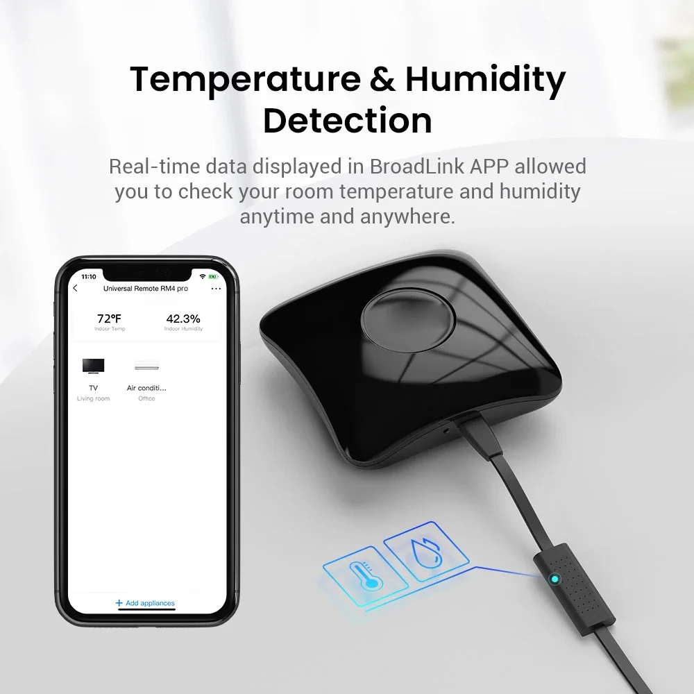 BroadLink RM4 Pro RM4+ HTS2 Version Smart Remote Control With Temperature Humidity Sensor Wireless Universal Remote Smart Home