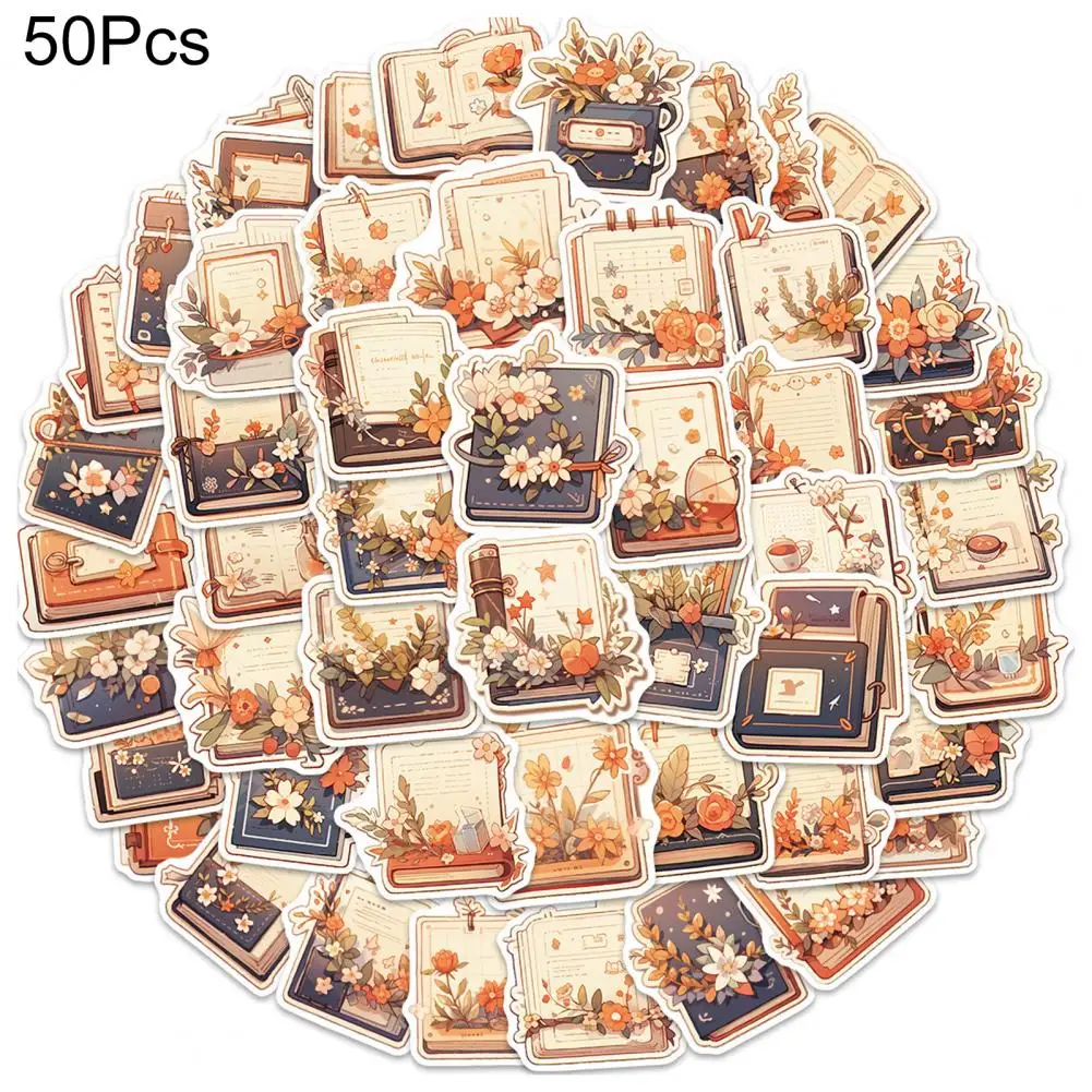 Cartoon Book Flower Adhesive Decal Cartoon Book Flower Theme Sticker Waterproof Cartoon Book Flower Sticker for Diy for Laptop